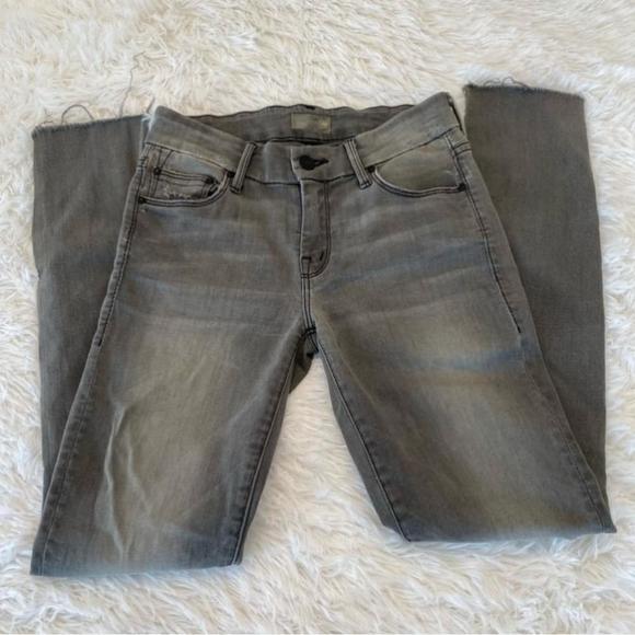 Mother The Looker Ankle Fray Gray Distressed Jeans Size 24 - Picture 5 of 8